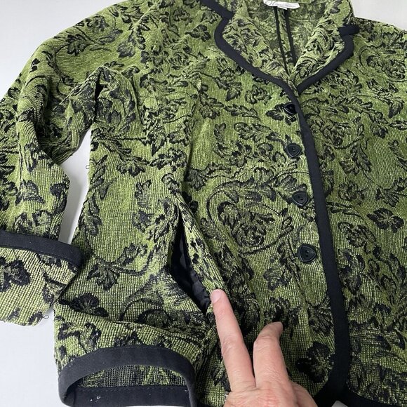 Vintage Chenille Floral Tapestry Women's Short Jacket Boho Maximalist Size M/L - Picture 2 of 10